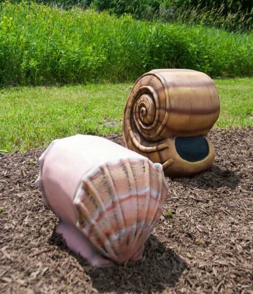 Seashell steppers installed on a playground
