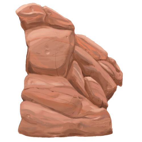 Illustration of Classic Rock 27, one of Playit Creations' largest rock climbing play structures shown here in Sandstone finish.