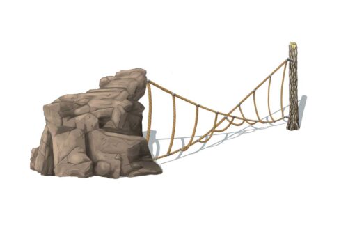 Boulder Path 4 is nature themed obstacle consisting of a rock connected with a twisted net to a tree stump